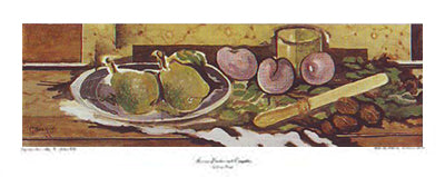 Plums, Pears, Nuts and Knife by Georges Braque | 13 x 32 Fine Art Print