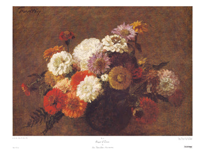 Bouquet of Zinnias by Henri Fantin-Latour | 23 x 32 Fine Art Print