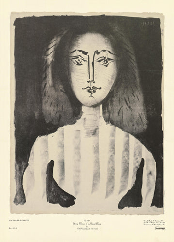 Framed Art Young Woman in a Striped Blouse by Pablo Picasso | 31 x 22 3/4 Art ...