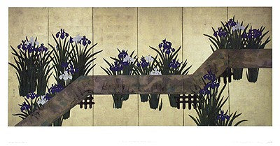 Iris by Plank Bridge by Suzuki Motonaga Kiitsu | 18 1/2 x 35 Fine Art Print