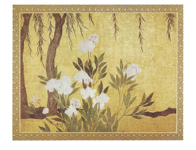 Framed Art Peonies and Willows by Hasagawa School, early 16th Century