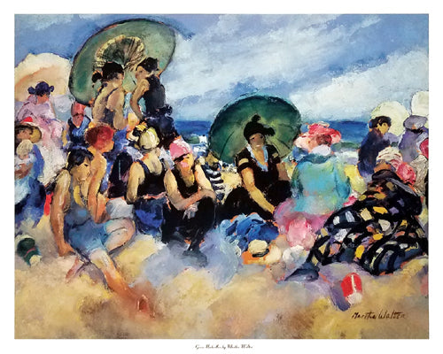 Framed Art Green Umbrellas by Martha Walter | 24 x 30