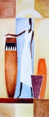 Basket Sellers II by Alfred Gockel | 27 ½ x 12 Fine Art Print