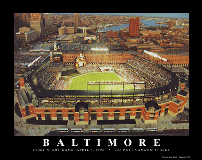 Framed Art Baltimore, Maryland - Camden Yards (Night) by Mike Smith