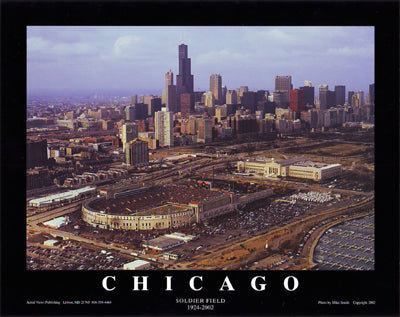 Framed Art Chicago, Illinois - Soldier Field 1924-2002 by Mike Smith