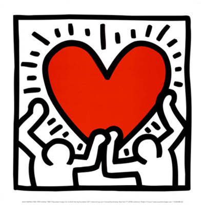 Framed Art Untitled, 1988 (Figures with Heart) by Keith Haring
