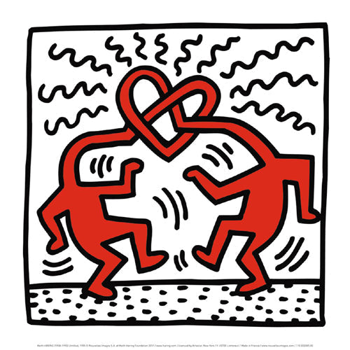 Framed Art Untitled, 1989 (Heart of Heads) by Keith Haring | 11 7/8 x 11 7/8 A...