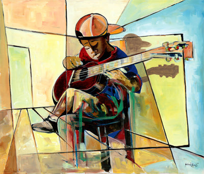 Framed Art Little Musician by Nathaniel Barnes | 14 x 16 1/2