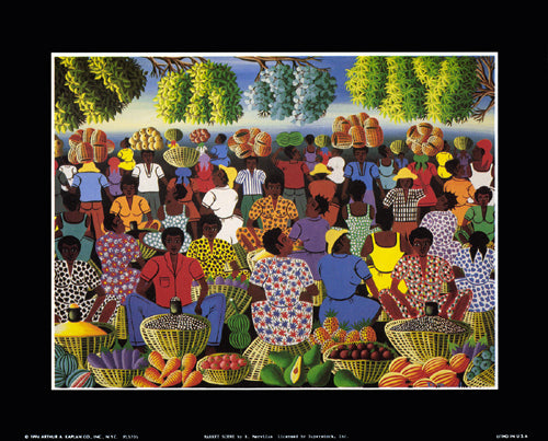 Framed Art Market Scene by Rodrigue Mervilus | 8 x 10