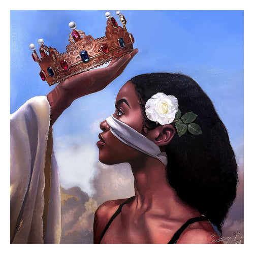 Framed Art Crown Me Lord: Woman by Salaam Muhammad | 25 x 25