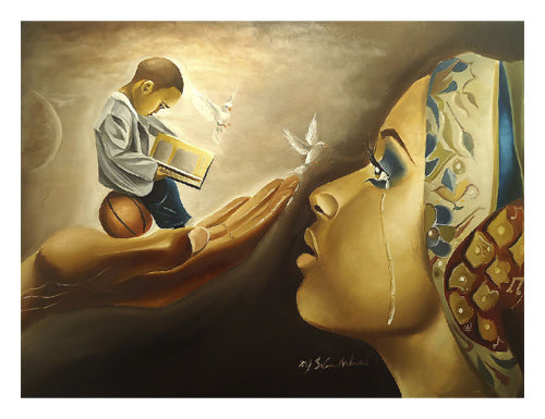 Framed Art Mother Behold Your Child by Salaam Muhammad | 20 x 26