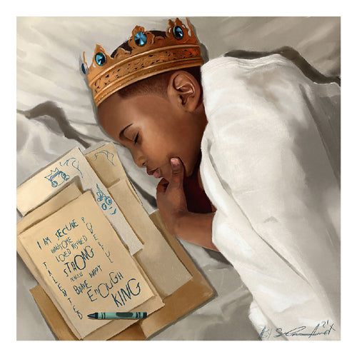 Even When I’m Sleeping: Boy by Salaam Muhammad | 22 x 22 Fine Art Print