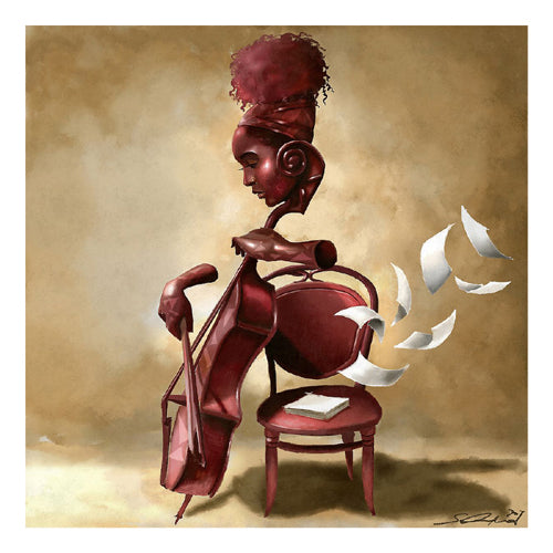 The Solo Cellist by Salaam Muhammad | 22 x 22 Fine Art Print