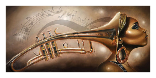 Framed Art She Is Music by Salaam Muhammad | 14 x 28