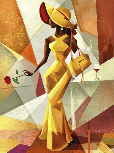 Framed Art Night Out in Yellow by Salaam Muhammad | 26 x 20