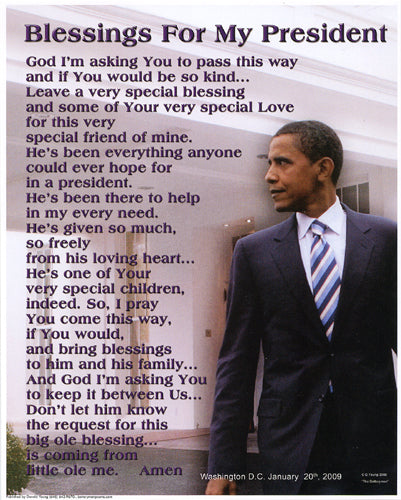 Framed Art Blessings for My President (Obama) by Batteryman | 10 x 8