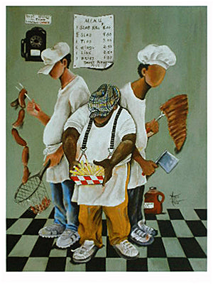 Links, Tips, Wings & Fries by Annie Lee | 24 x 18 Fine Art Print