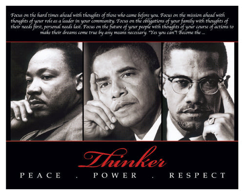 Framed Art Thinker (Trio): Peace, Power, Respect 8 x 10