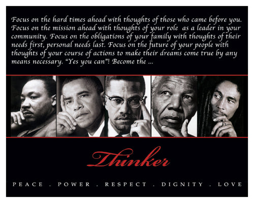 Thinker (Quintet): Peace, Power, Respect, Dignity, Love Wall Art