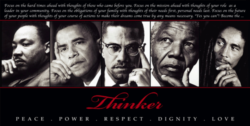 Framed Art Thinker (Quintet): Peace, Power, Respect, Dignity, Love 