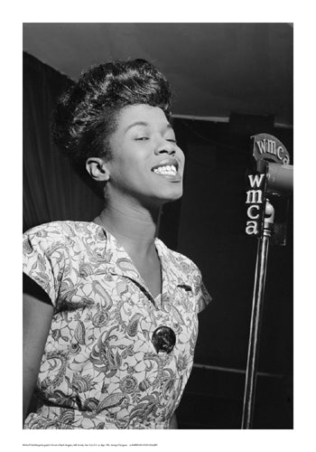 Framed Art Sarah Vaughan, WMCA Microphone by William Gottlieb | 20 x 14
