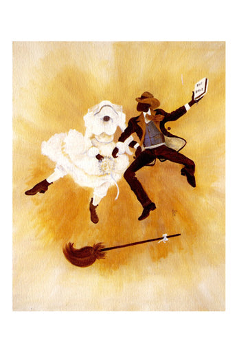 Framed Art Jumping the Broom (notecard) by Annie Lee | 8 x 5 ½