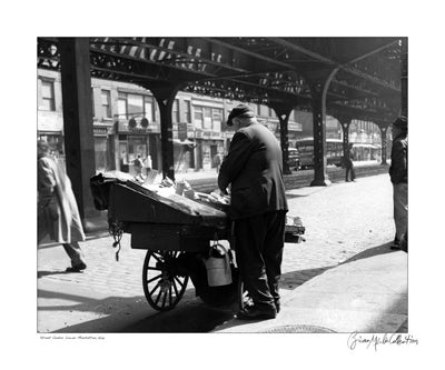 Framed Art Street Vendor, Lower Manhattan, New York, 1956 by Merlis Collection