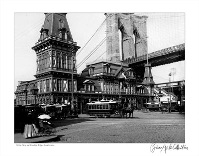 Fulton Ferry and Brooklyn Bridge, 1885 by Merlis Collection