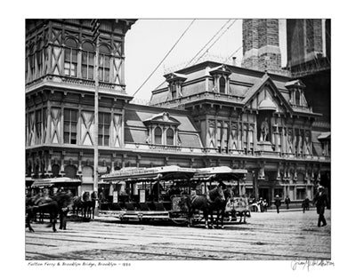 Fulton Ferry and Brooklyn Bridge, 1885 by Merlis Collection