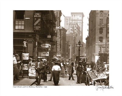 Framed Art Canal Street West to Mulberry, Manhattan, 1908 by Merlis Collection