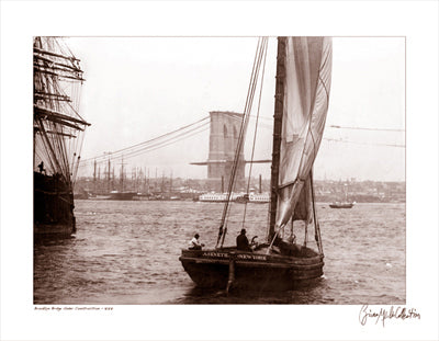 Brooklyn Bridge Under Construction, 1877 by Merlis Collection