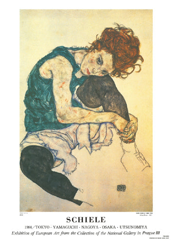Framed Art Sitting Woman by Egon Schiele | 29 ½ x 20 7/8