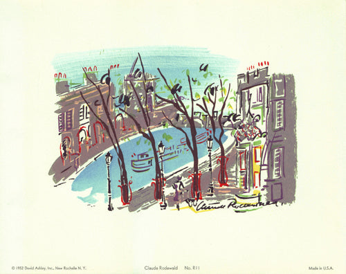 Framed Art Parisian Street Scene #11 by Claude Rodewald | 9 7/8 x 12 5/8 Art P...