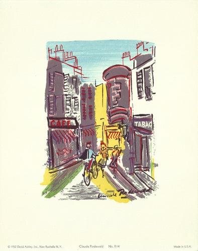 Framed Art Parisian Street Scene #14 by Claude Rodewald | 12 5/8 x 9 7/8 Art P...
