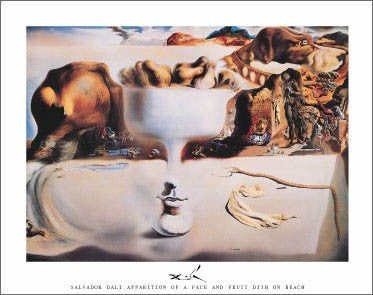 Apparition of Face and Fruit Dish on a Beach by Salvador Dali