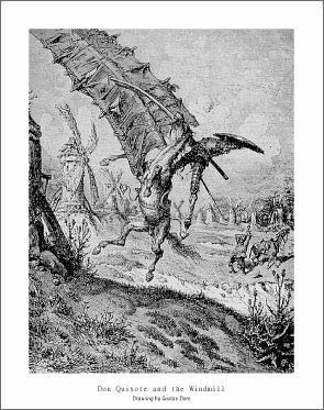 Don Quixote and the Windmill by Gustave Dore | 28 x 22 Fine Art Print