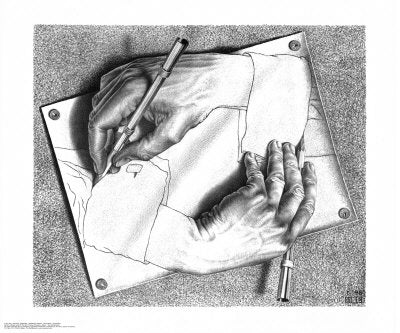 Drawing Hands by M.C. Escher | 21 3/4 x 25 5/8 Fine Art Print