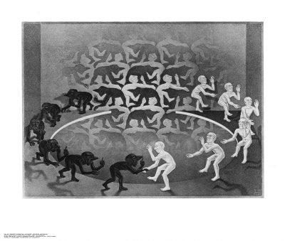 Encounter by M.C. Escher | 21 3/4 x 25 5/8 Fine Art Print