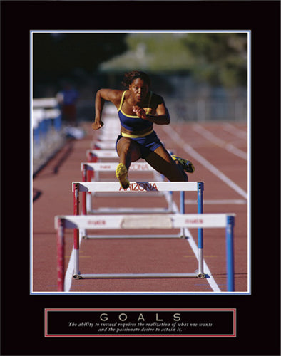 Goals - Runner Jumping Hurdles Wall Art | 28 x 22 Fine Art Print