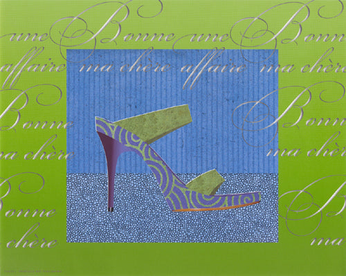 Framed Art Chaussure Bleue sur Vert 8 x 10