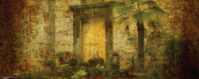 Framed Art Golden Door with Palm 8 x 20