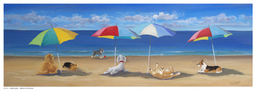 Umbrella Paws by Carol Saxe | 6 ½ x 18 ½ Fine Art Print
