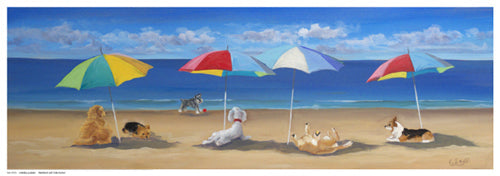 Framed Art Umbrella Paws by Carol Saxe | 6 ½ x 18 ½