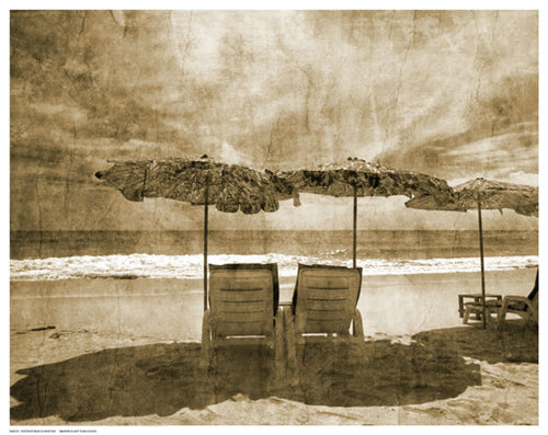 Framed Art Vintage Beach Seating 11 1/2 x 14 1/2