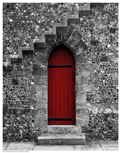 Red Door Under the Stairs Wall Art | 14 1/2 x 11 1/2 Fine Art Print
