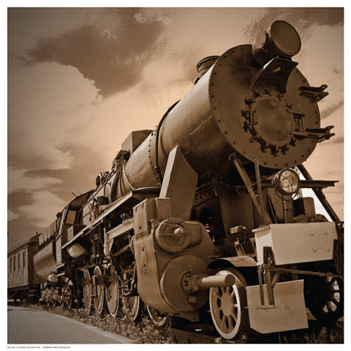 Framed Art Vintage Locomotive 12 1/2 x 12 1/2
