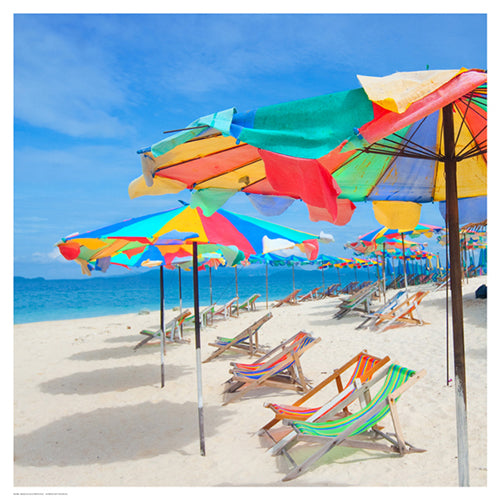 Parasols on a Tropic Isle by Mosin | 19 x 19 Fine Art Print