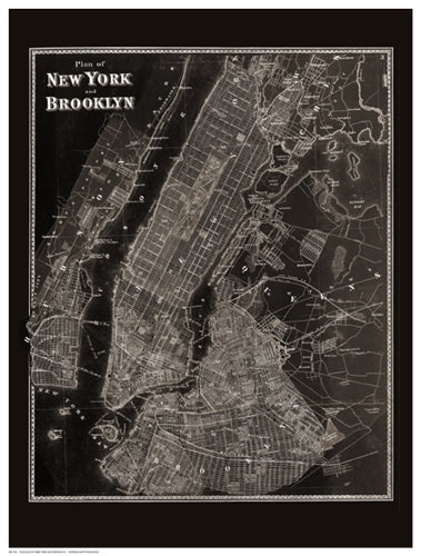 Framed Art The Plan of New York and Brooklyn, 1867 by Beers | 16 ½ x 12 ½ Art ...