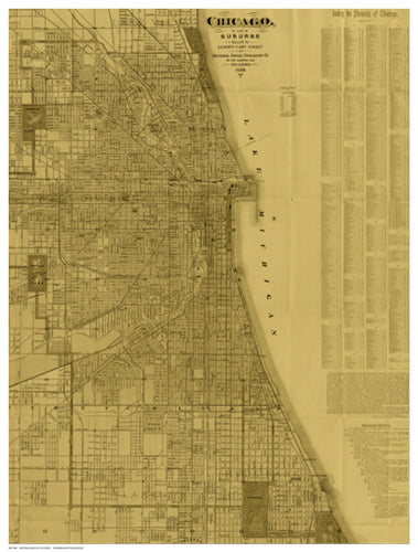 Framed Art Antique Map of Chicago (neutral) by Blanchard | 16 ½ x 12 ½