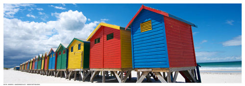 Rainbow Beach Huts by N. Bradfield | 6 ½ x 18 ½ Fine Art Print